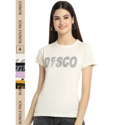 Fabflee Pack Of 4 Typography Printed Regular Fit Cotton T-shirt-picture-21