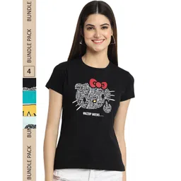 Fabflee Pack Of 4 Typography Printed Regular Fit Cotton T-shirt-picture-41