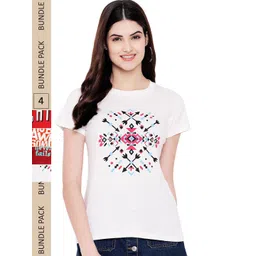 Fabflee Pack Of 4 Typography Printed Round Neck Comfortable Cotton T-shirts-picture-36