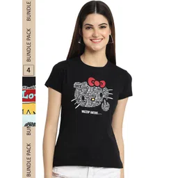 Fabflee Pack of 4 Typography Printed Round Neck Cotton T-shirt-picture-20