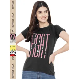 Fabflee Pack of 4 Typography Printed Round Neck Cotton T-shirt-picture-18