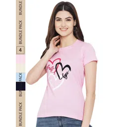 Fabflee Pack of 4 Typography Printed Round Neck Cotton T-shirt-picture-30