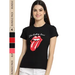 Fabflee Pack of 4 Typography Printed Round Neck Cotton T-shirt-picture-29