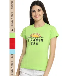 Fabflee Pack of 4 Typography Printed Round Neck Cotton T-shirt-picture-14