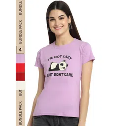 Fabflee Pack of 4 Typography Printed Round Neck Cotton T-shirt-picture-15