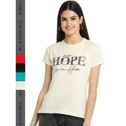 Fabflee Pack of 4 Typography Printed Round Neck Cotton T-shirt-picture-11