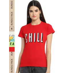 Fabflee Pack of 4 Typography Printed Round Neck Cotton T-shirt-picture-21