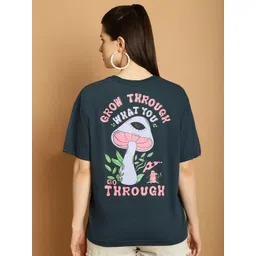 Fabflee Typography Printed Drop Shoulder Sleeves Cotton Casual T-shirt-picture-25