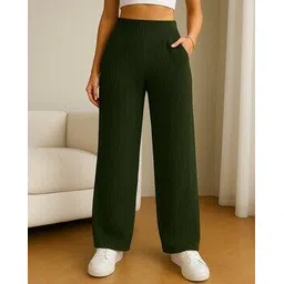 fabflee x ag Women Ribbed Relaxed Fit Trousers-picture-35