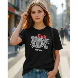 fabflee x ag Women Typographic Print Regular Fit T-Shirt-picture-53