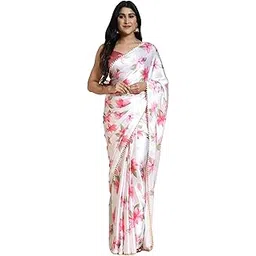 fabian fashion Women's Floral Printed Japan Satin Silk Saree with Unstitch Blouse(AVN_7045)-picture-11
