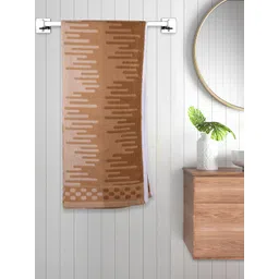 FABINALIV Brown & Beige Abstract Printed 450 GSM Cotton Bath Towel-picture-30