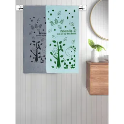 FABINALIV Green & Grey 2 Pieces Cartoon Printed Cotton 300 GSM Kids Bath Towels-picture-40