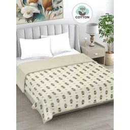 FABINALIV Green & Grey Floral Printed AC Room 233 GSM Pure Cotton Double Bed Dohar-picture-22