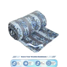 FABINALIV Grey & White Floral 300 TC King Bedsheet with 2 Pillow Covers image 5