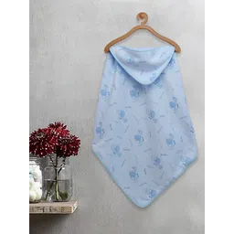 FABINALIV Infant Kids Blue Printed 420 GSM Cotton Hooded Bath Towel-picture-13