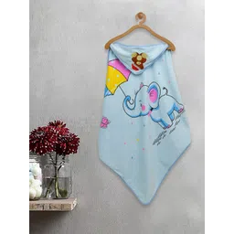 FABINALIV Infants Blue Elephant Printed 420 GSM Cotton Hooded Bath Towel-picture-28