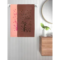 FABINALIV Kids Brown 2 Pieces Cartoon Printed 300 GSM Cotton Bath Towels-picture-12