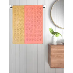 FABINALIV Kids Peach & Mustard 2 Pieces Printed Cotton Bath Towels-picture-21