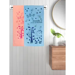FABINALIV Kids Pink & Blue 2 Pieces Printed Cotton Bath Towels-picture-23