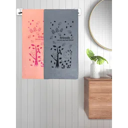 FABINALIV Kids Pink & Grey 2 Pieces Printed Cotton Bath Towels-picture-19