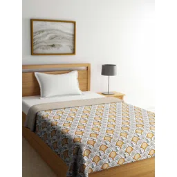 FABINALIV Multicolor Floral Print Reversible AC Room 300 GSM Pure Cotton Single Bed Dohar-picture-36