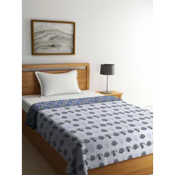 FABINALIV Multicolor Floral Print Reversible AC Room 300 GSM Pure Cotton Single Bed Dohar-picture-15