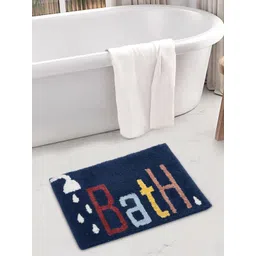 FABINALIV  Navy Blue & White Printed 1600 GSM Microfiber Bath Rugs-picture-20
