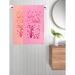FABINALIV Orange & Pink 2 Printed Cotton 300 GSM Bath Towel-picture-14