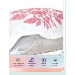 FABINALIV Pink & White 5 Pieces Floral Velvet Square Cushion Covers image 2