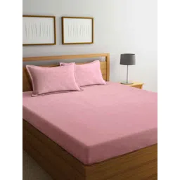 FABINALIV Pink Striped 300 TC King Bedsheet With 2 Pillow Covers-picture-13
