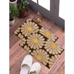 FABINALIV Set of 2 Brown Floral Anti Skid Door Mats-picture-13