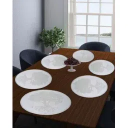 fabinaliv Set of 6 Floral Embossed PVC Table Mats 13"-picture-28