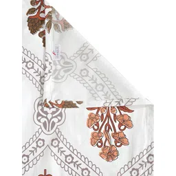 FABINALIV White & Grey Floral 300 TC Flat King Bedsheet with 2 Pillow Covers image 4