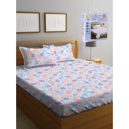 FABINALIV White & Pink Floral 300 TC King Bedsheet with 2 Pillow Covers-picture-26