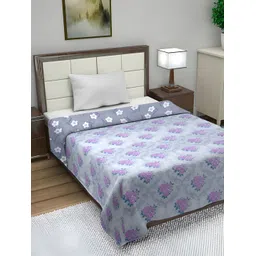 FABINALIV White & Pink Floral Mild Winter 350 GSM Single Reversible Bed Comforter-picture-34