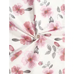 FABINALIV White & Pink Floral Printed 300 TC King Bedsheet With 2 Pillow Covers image 3