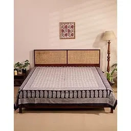 Fabindia Black Bagh Cotton Printed Double Bed Cover-picture-13