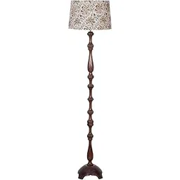 Fabindia Brown Naksh Wood Floor Lamp Without Shade-picture-20