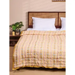 Fabindia Aasyra Yellow Cotton Printed Double Quilt image 2
