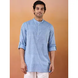 Fabindia Abstract Printed Mandarin Collar Pure Cotton Straight Kurta-picture-41