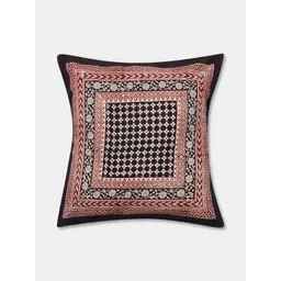 Fabindia Anika Bagh Red & Black Ethnic Motifs Printed Cotton Square Cushion Cover-picture-17