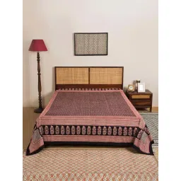 Fabindia Anika Red & Black Cotton Printed 124 TC Single Bed Cover-picture-15