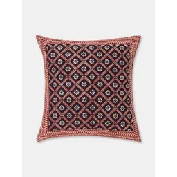 Fabindia Anika Red & Black Ethnic Motifs Cotton Square Cushion Cover-picture-32