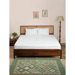 Fabindia Anvay Stripe White Cotton Woven 96 TC King Flat Bedsheet with 2 Pillow Covers-picture-40