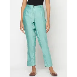Fabindia Aqua Blue Slim Fit Pants-picture-43