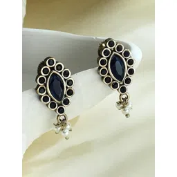 Fabindia Artificial Stones Studded And Beaded Geometric Drop Earrings-picture-15
