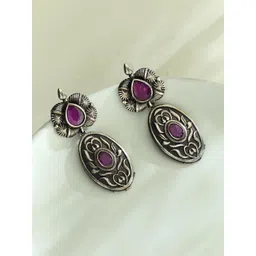 Fabindia Artificial Stones Studded Geometric Drop Earrings-picture-30