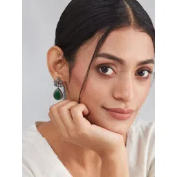 Fabindia Artificial Stones Studded Leaf Shaped Oxidised Studs-picture-37