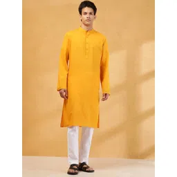 Fabindia Band Collar Long Sleeves Cotton Straight Kurta-picture-33